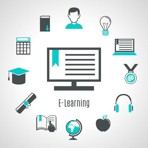 Estilo minimalista Elearning Composición vector