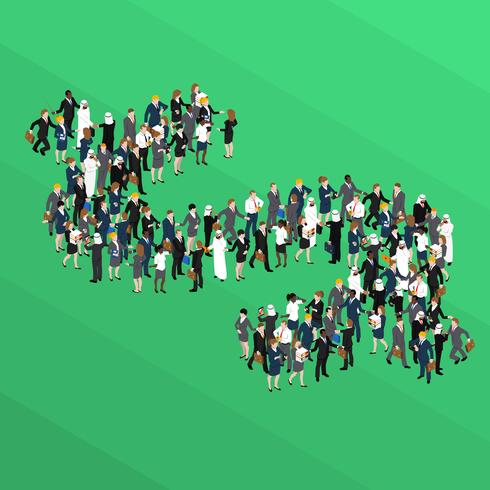 Crowd Dollar Sign Isometric Concept vector