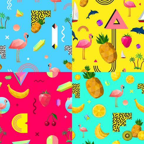 Decorative colorful seamless patterns set vector