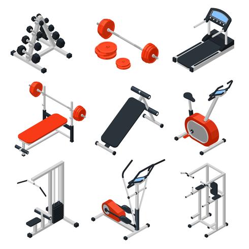 Gym Equipment Isometric Set vector