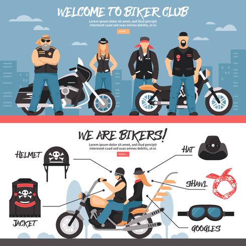 conjunto de banners de club de motorista vector