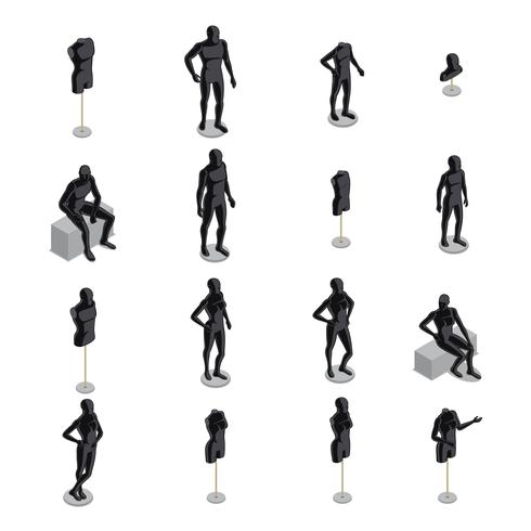 Mannequins Isometric Set vector