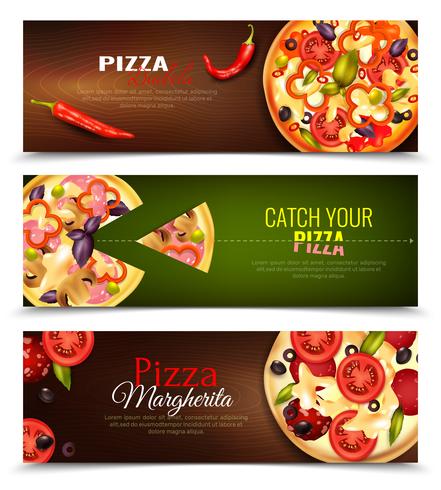 Conjunto de Banners horizontales de pizza vector