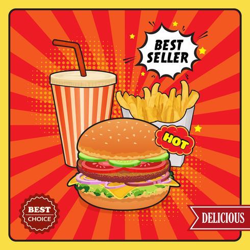 Fast Food Comic Style Poster  vector