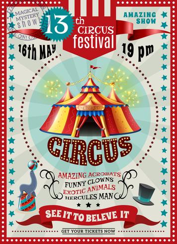 Circus Festival Announcement Retro Poster vector