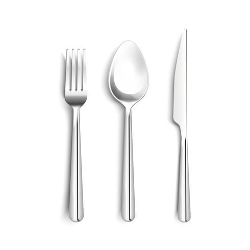 Metal Cutlery Realistic Set vector