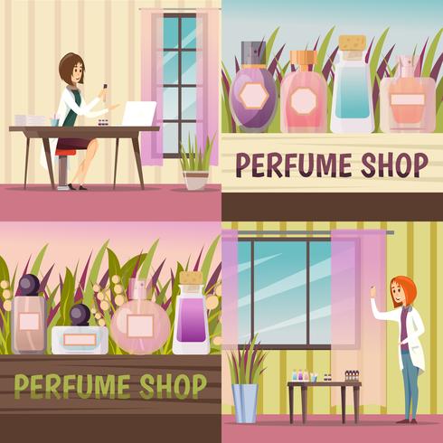 Four Perfume Shop Icon Set vector