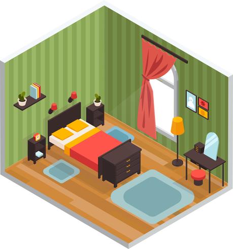 Concepto de interior dormitorio vector