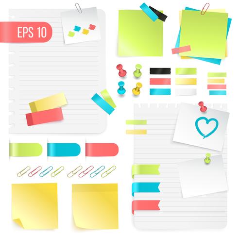 Colorful Paper Notes Set vector