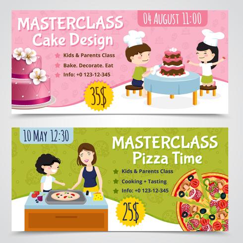 Cocina Masterclass Banners Set vector