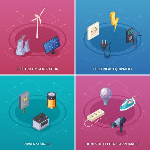 Electricity Concept Icons Set vector