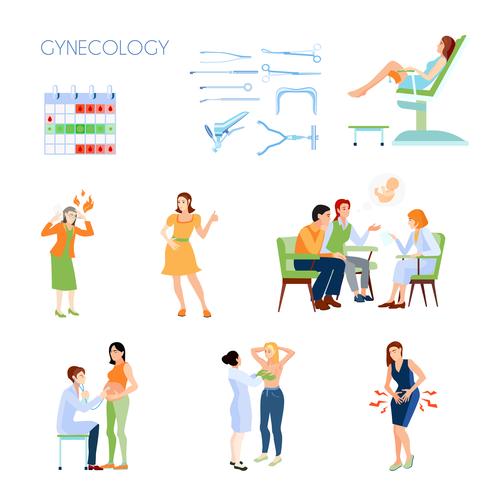 Gynecology Flat Icon Set vector