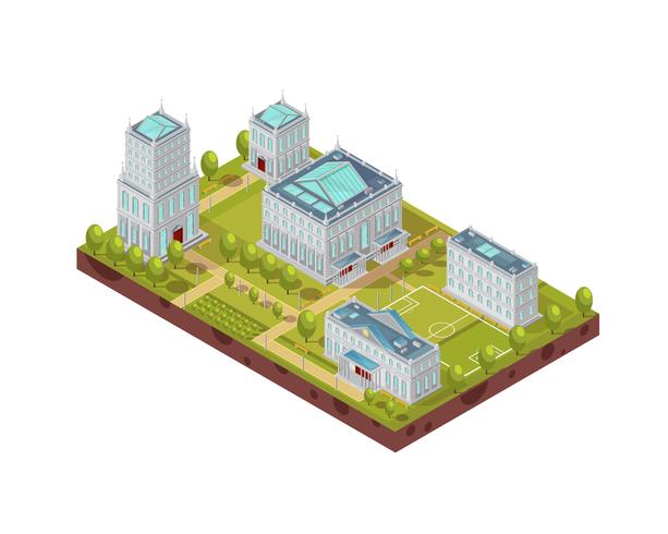 Complex Of University Buildings Isometric Layout vector