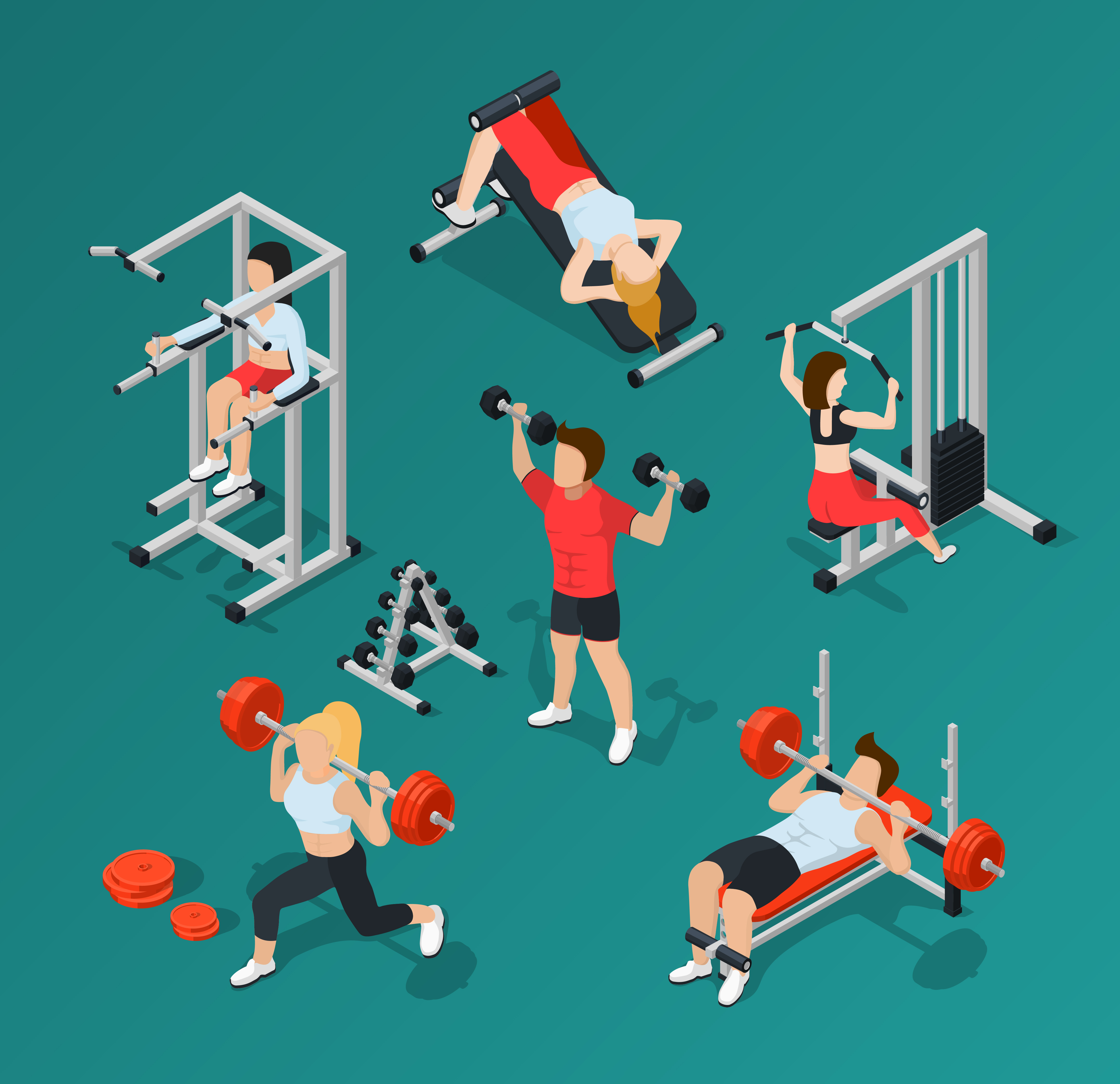 Gym People Icon Set 480644 Vector Art at Vecteezy