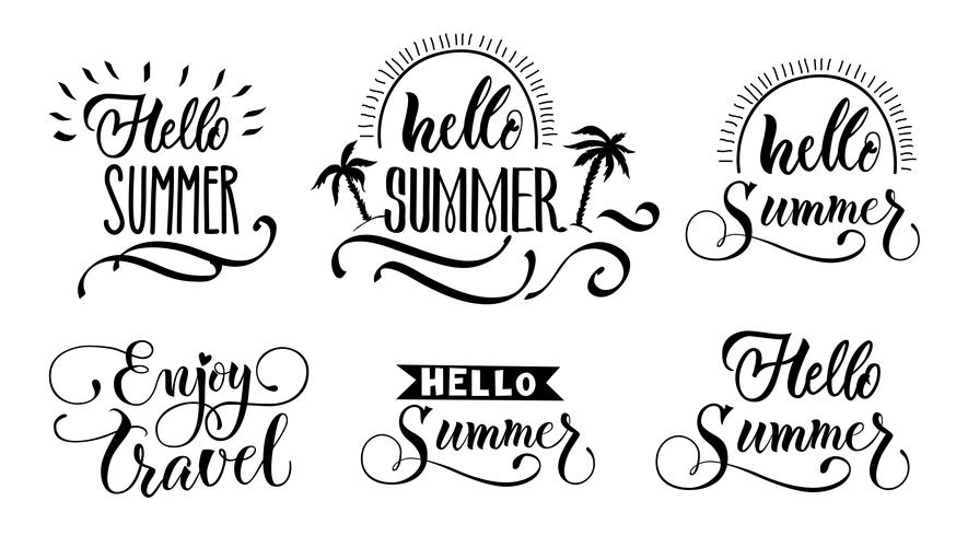 Hola conjunto de letras de verano vector