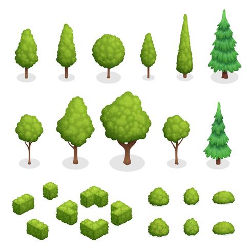 Park Plants Isometric Set vector