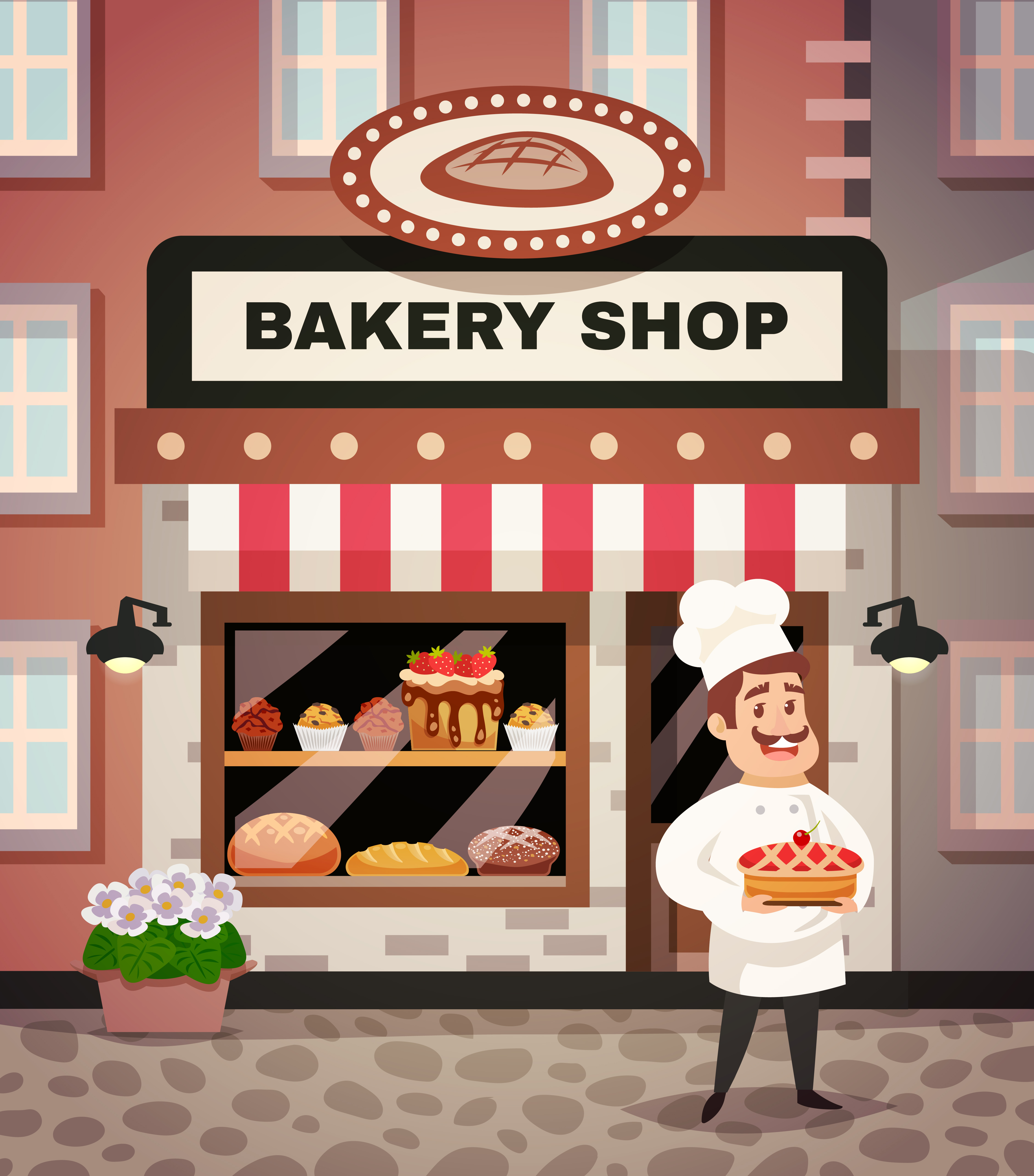 Bakery Shop Cartoon Illustration 480654 Vector Art at Vecteezy