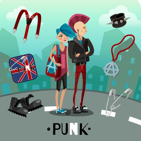 Subcultura Punk Composition vector