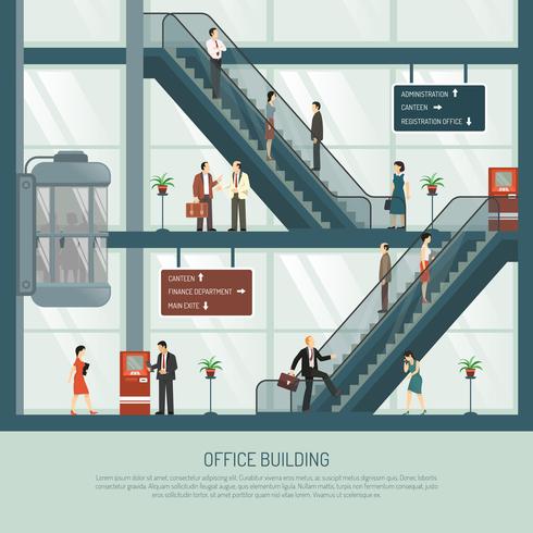 Edificio de oficinas de composición plana vector