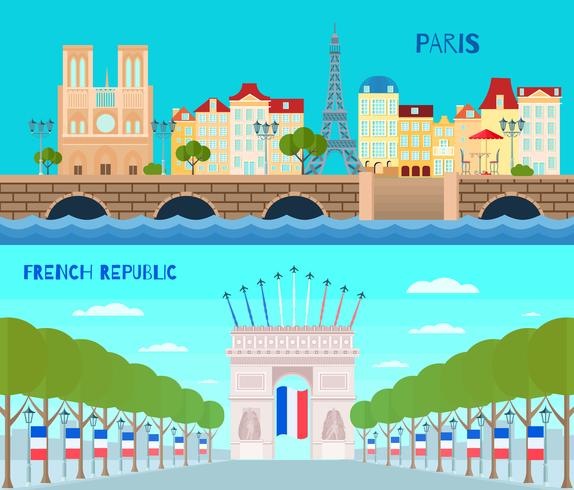 Conjunto de Banners horizontales de Francia vector