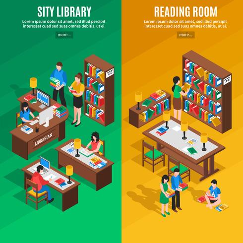 Library Isometric Vertical Banners vector