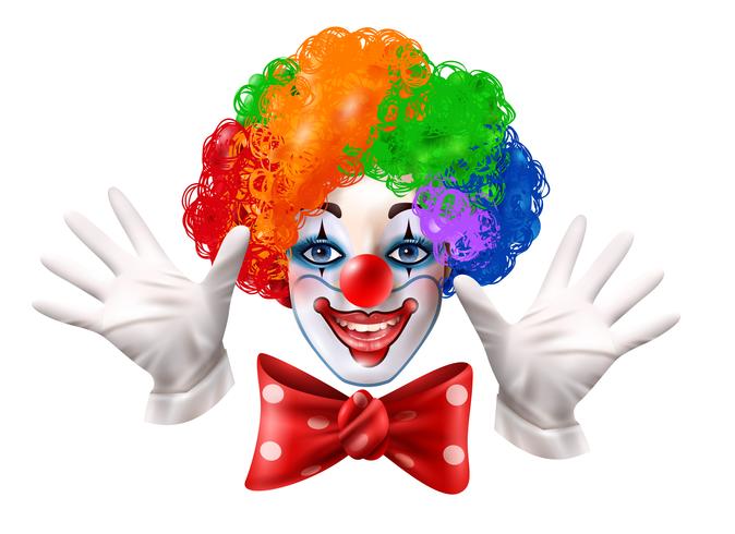 Circus Clown Face Colorful Realistic Portrait  vector