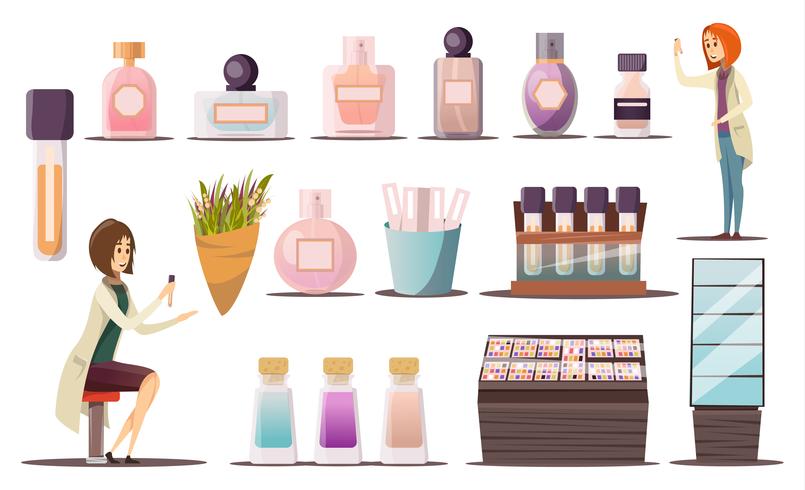 conjunto de iconos de la tienda de perfumes vector