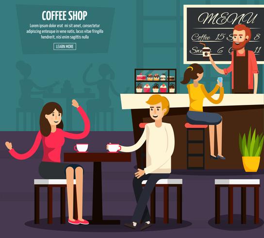 Cafe Worker Flat Composition vector