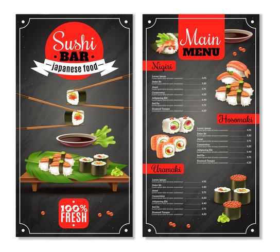 Menú de la barra de sushi vector