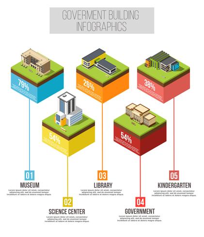 Edificio administrativo infografía isométrica vector