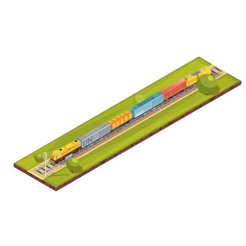 Railroad Haul Isometric Composition vector