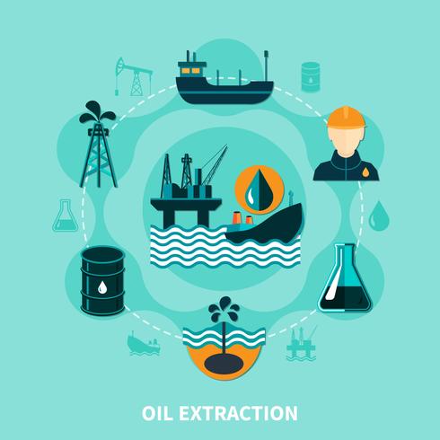 Offshore Oil Extraction Composition vector