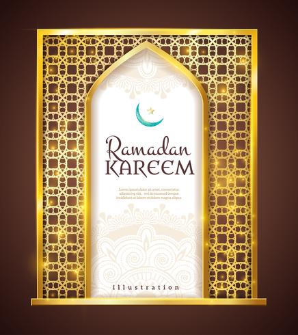 Ramadan Kareem Golden Frame Traditional Ornament  vector