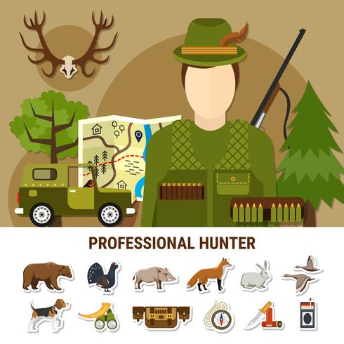 Professional Hunter Concept Illustration vector