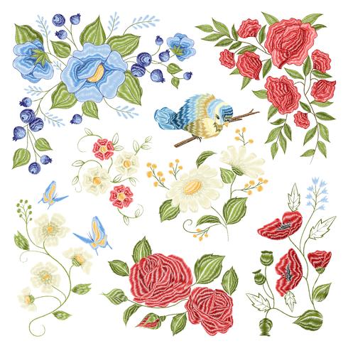 Floral Embroidery Colorful Pattern Pattern  vector