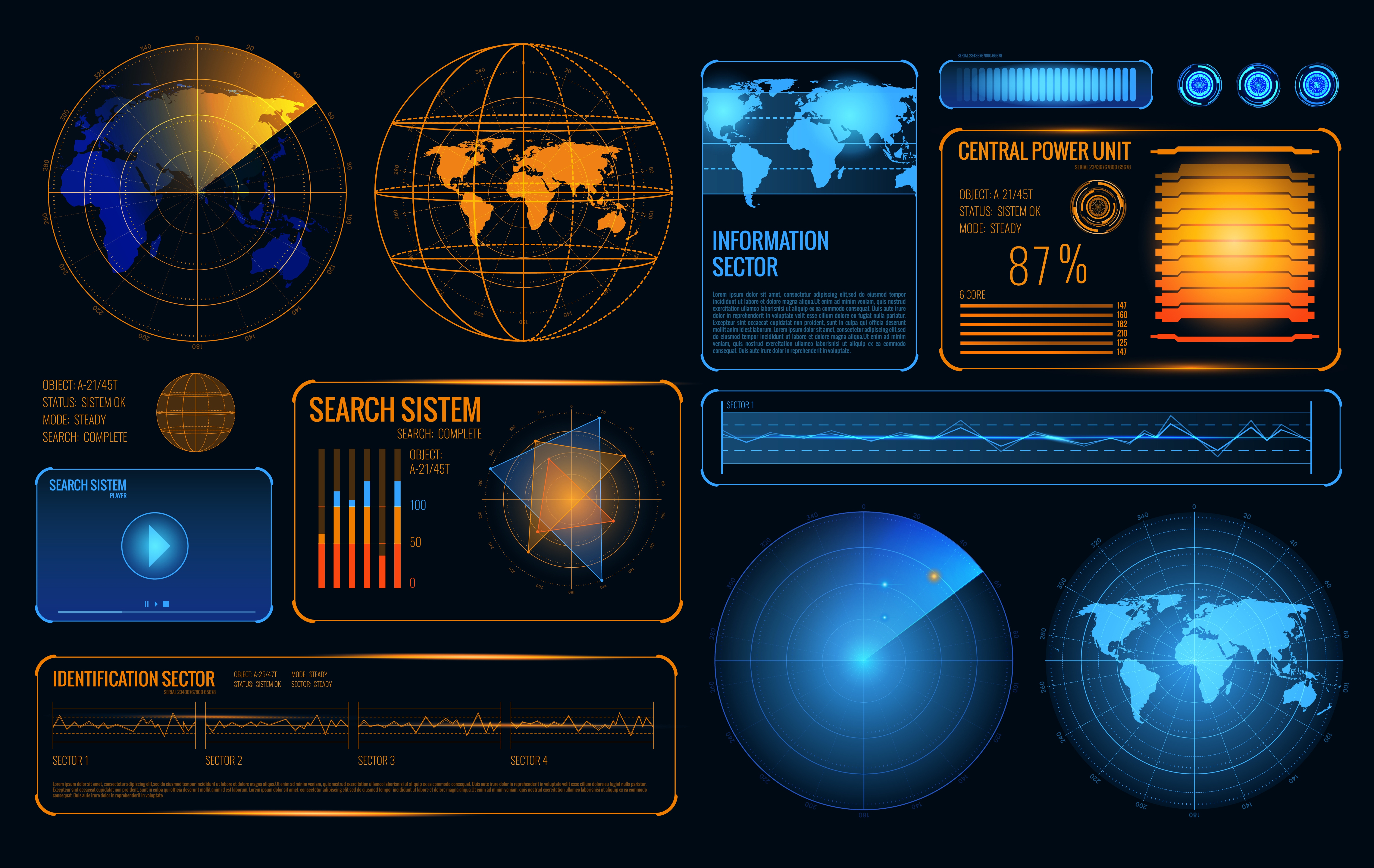 Futuristic Radar Interface Composition 480863 Vector Art at Vecteezy
