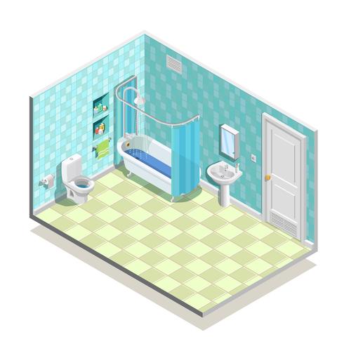 Isometric Bath Room Composition vector