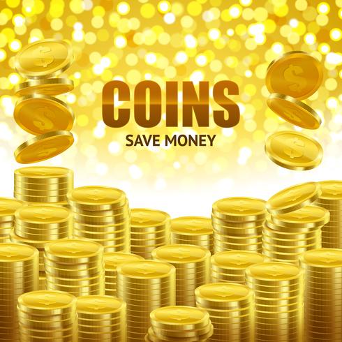 Golden Coins Savings Background Poster vector