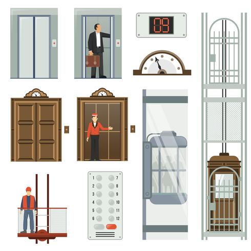 Conjunto de iconos de elevador vector