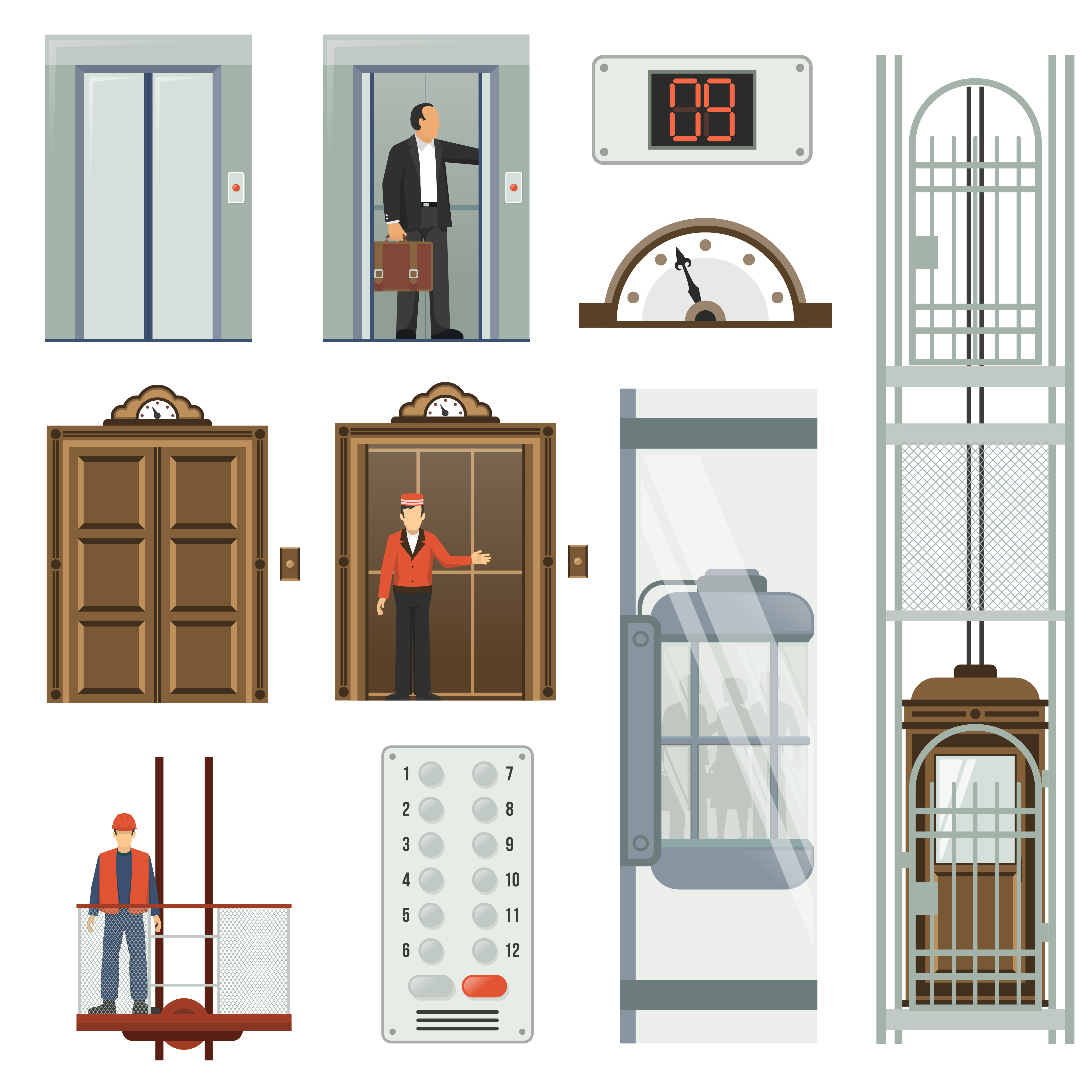 Elevator Icon Set 480931 Vector Art at Vecteezy