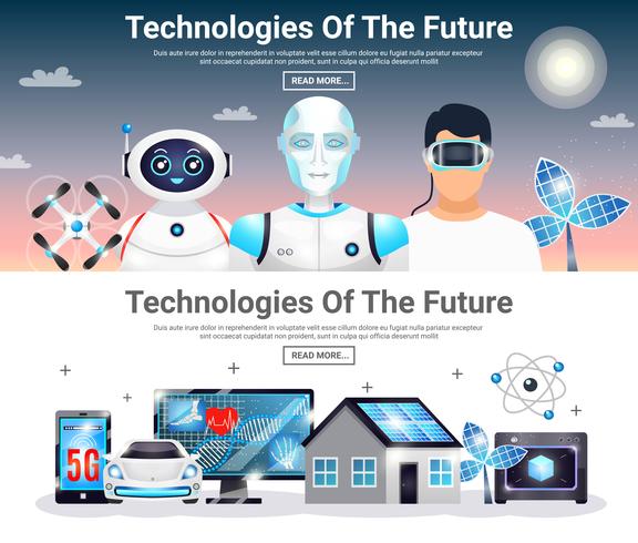 Technologies Of Future Horizontal Banners vector