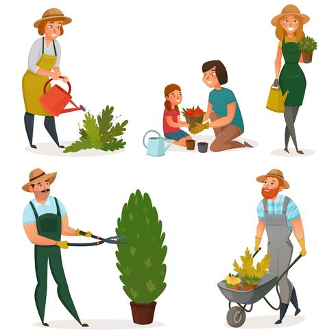 Gardening Hobby Icon Set vector