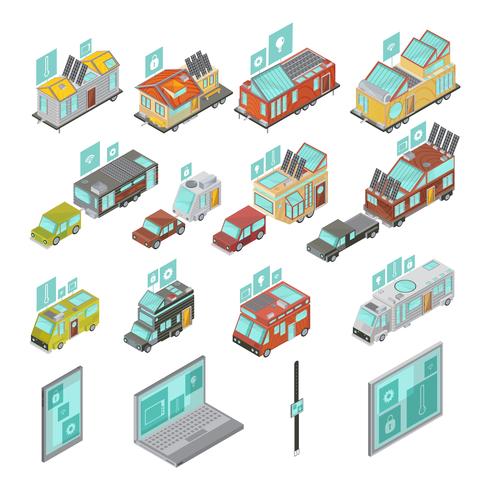 Mobile Homes Isometric Set vector