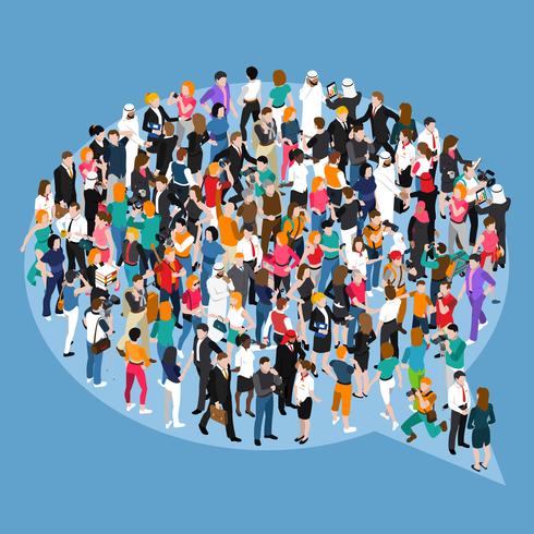 Crowd Speech Bubble Sign Isometric Concept vector
