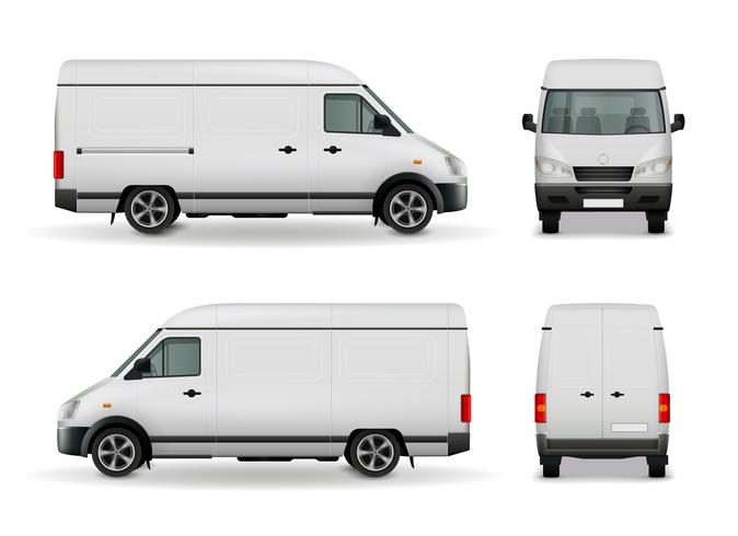 Realistic Cargo Van Advertising Mockup vector