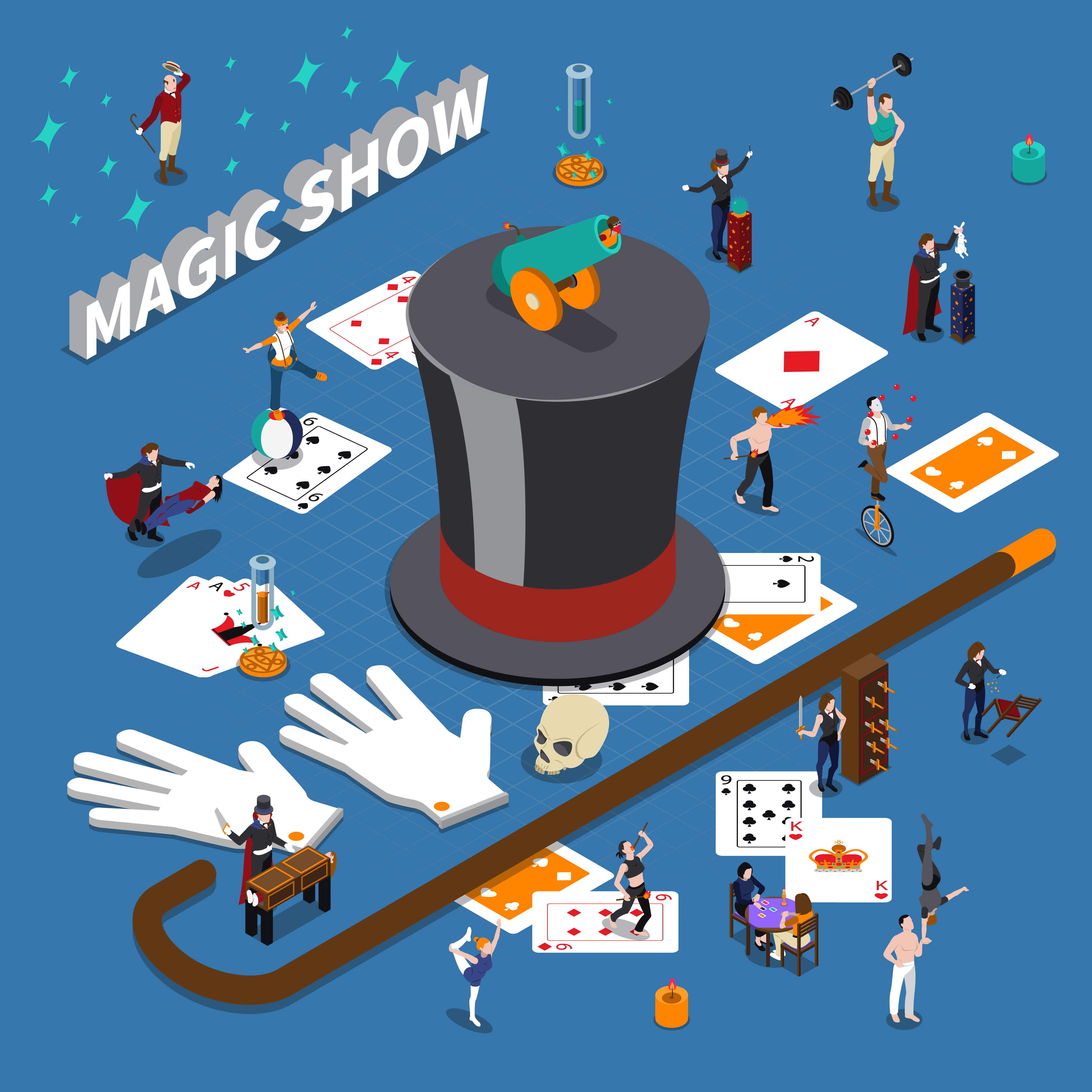 Magic Show Isometric Composition Download Free Vectors Clipart