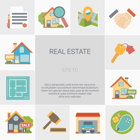 Real Estate Square Icons Set vector