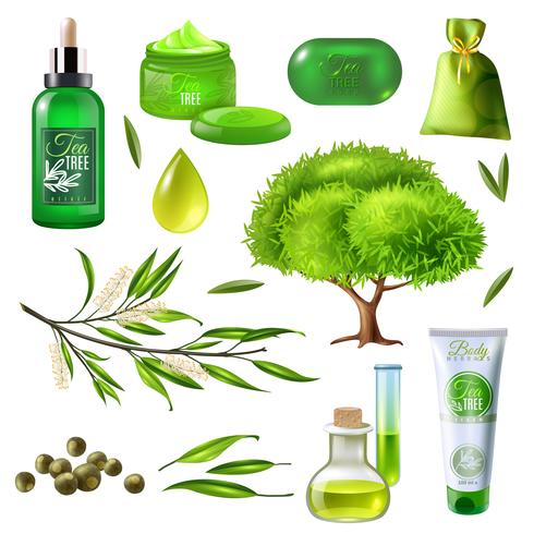 Products Of Tea Tree Set vector