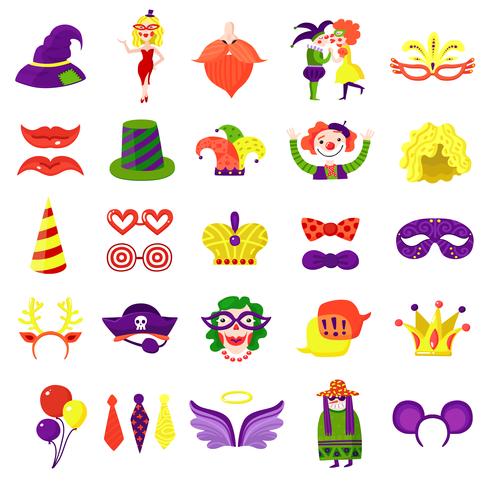 Carnival Masquerade Big Colorful Set vector