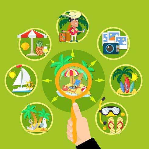 Summer Tourism Circle Concept vector